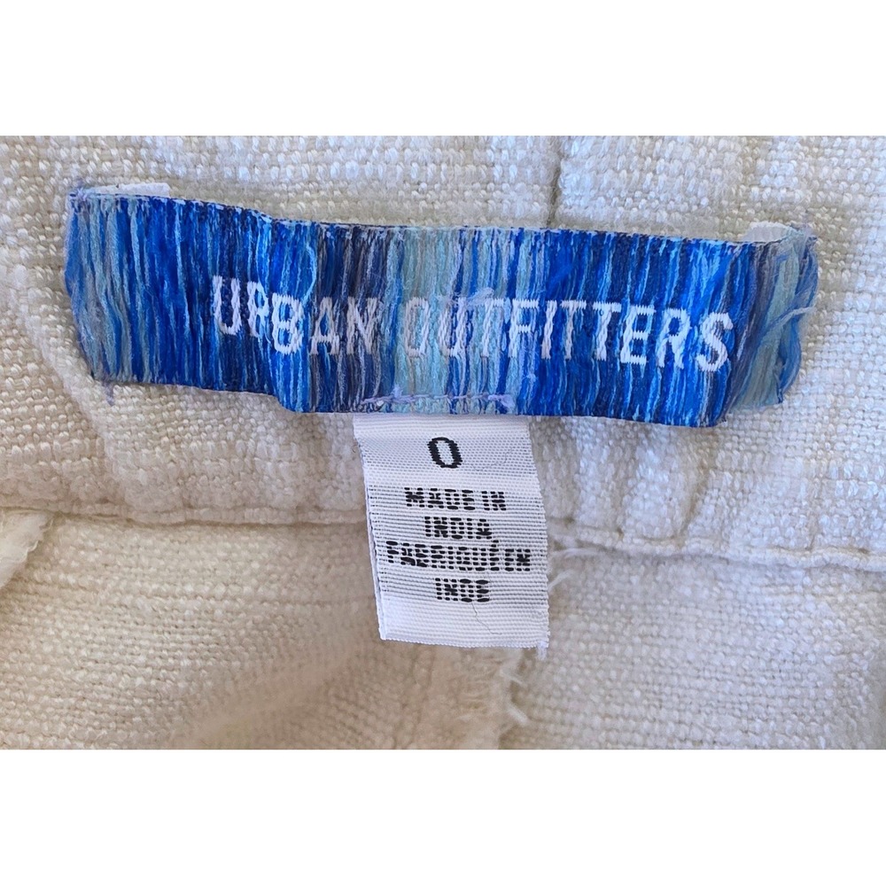 Urban Outfitters Wide Leg Linen Blend Trousers Cream Ivory SZ 0 2 Spots on Left - Picture 6 of 14